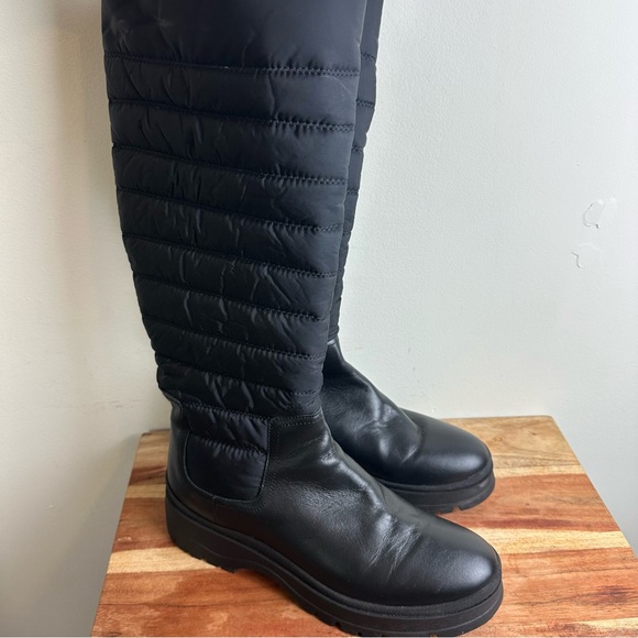 Aquatalia Skyla Quilted Leather & Nylon Tall Boots - Picture 5 of 16